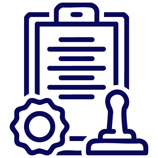 Network icon line art in blue and white behind text